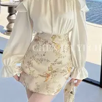 【JIAYI】金昭花影 早秋重工高密刺绣显瘦A字半裙2505
