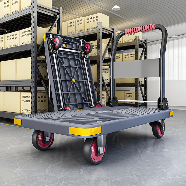 【工厂直营】加厚彩色静音折叠小推车搬运平板车家用快递拉水手推车