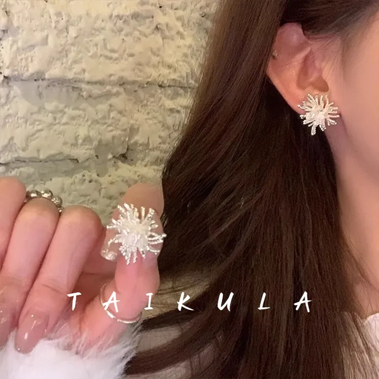 秋冬闪锆烟花耳环女轻奢耳钉时尚气质耳饰2025年火爆款大气上档次