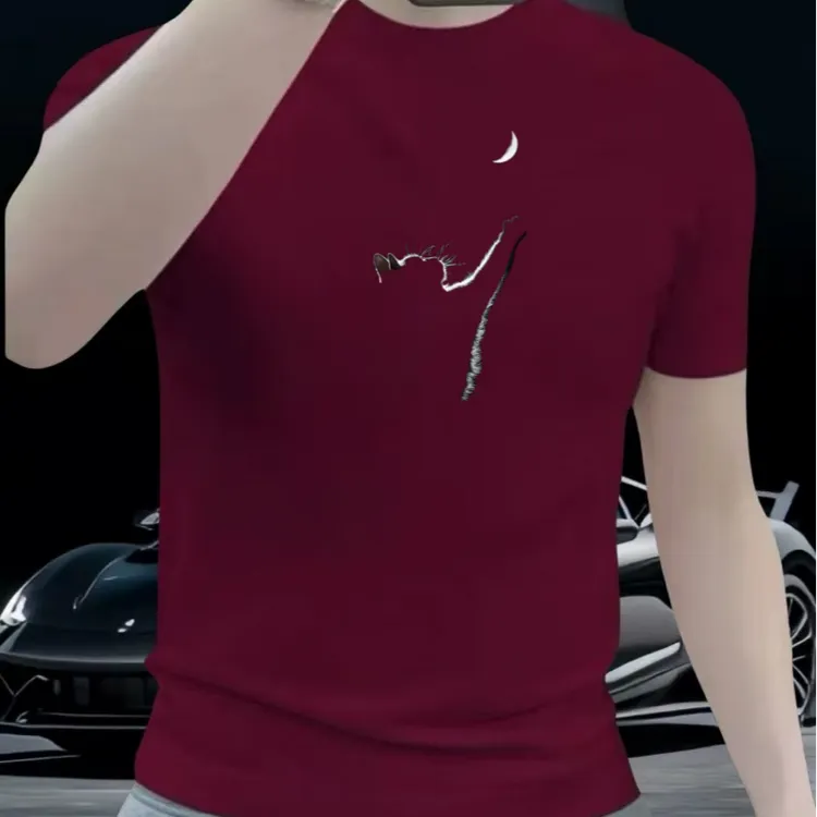 2025印花圆领男士T恤时尚休闲纯棉棉潮流打底衫男装网红