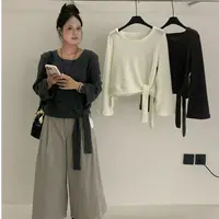 2861•绑带毛衣 MY# 东大门简约高级感绑带圆领毛衣•
