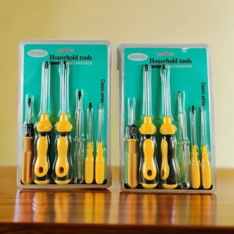 超值螺丝刀六件套十字一字螺丝刀家用磁力套装梅花平口起子电笔