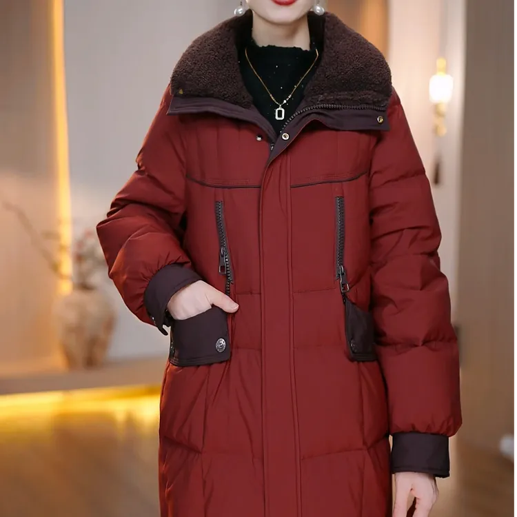 羽绒服女中长款冬季白鸭绒2025新款中年妈妈时尚大码加厚保暖外套