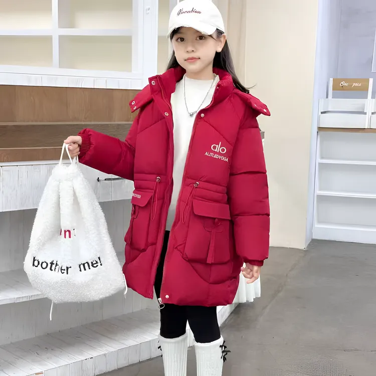 翻领韩范连帽棉服连帽童装女童冬装儿童棉衣女孩6-12岁冬季加厚
