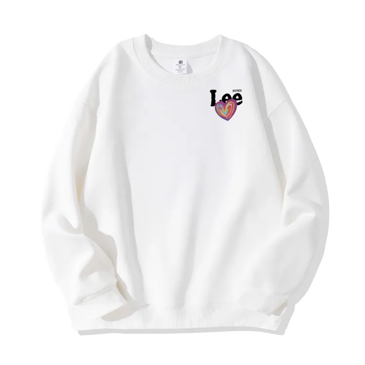 潮ins学生长袖宽松型秋季圆领薄款中长款卫衣休闲百搭印花爱心