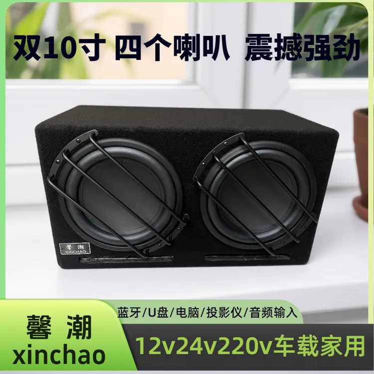 10寸双低频双高音双声道大功率震撼12v24v220v车载家用低音炮音响