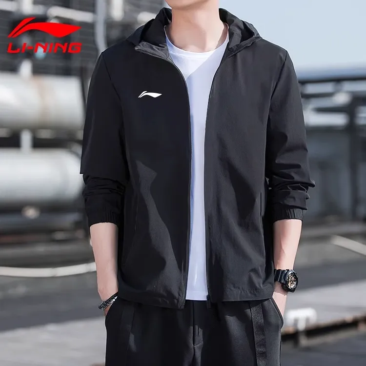 李宁运动风衣2025春季纯色宽松户外防风防水百搭潮流时尚连帽外套