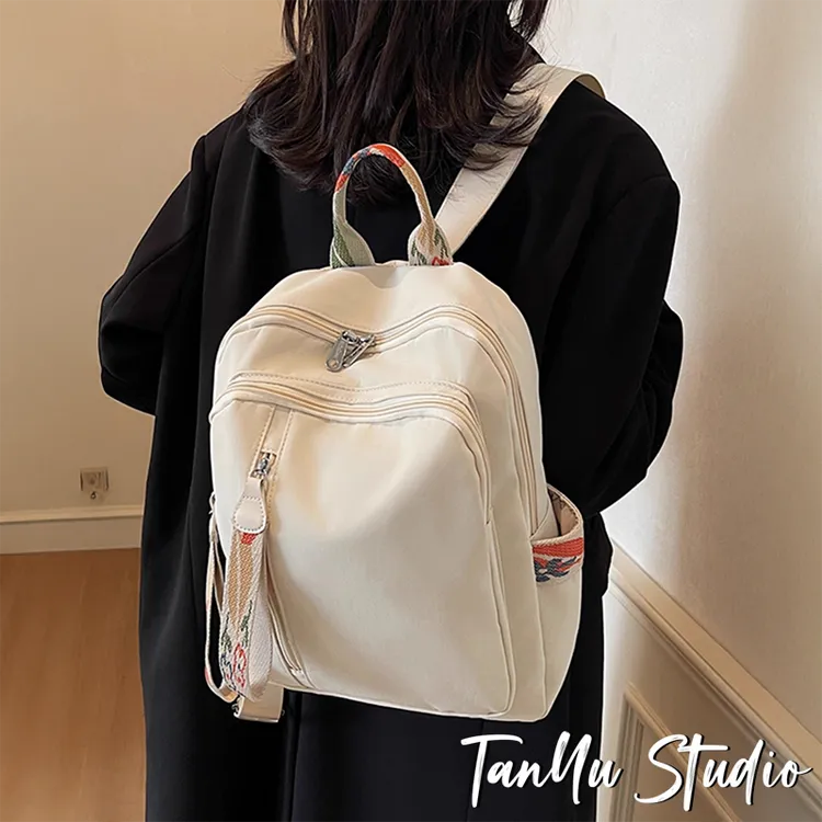 探屿新款撞色韩版书包女小众设计双肩包休闲时尚简约大学生背包女