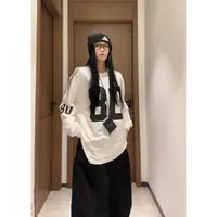 YWBY宽松设计感卫衣女早秋季新款美式复古圆领长袖百搭新款上衣 