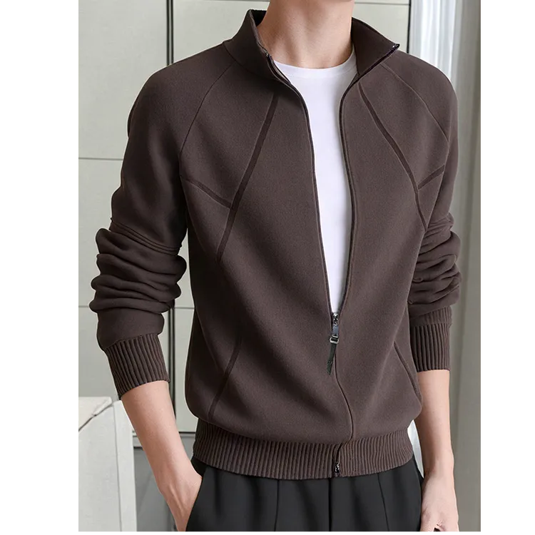 曼库帕娅男士针织夹克新款秋季韩版休闲立领上衣服毛衣开衫外套
