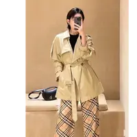 【夏玮玮专属】经典英伦风双排扣翻领系带中长款风衣女休闲夹克外套