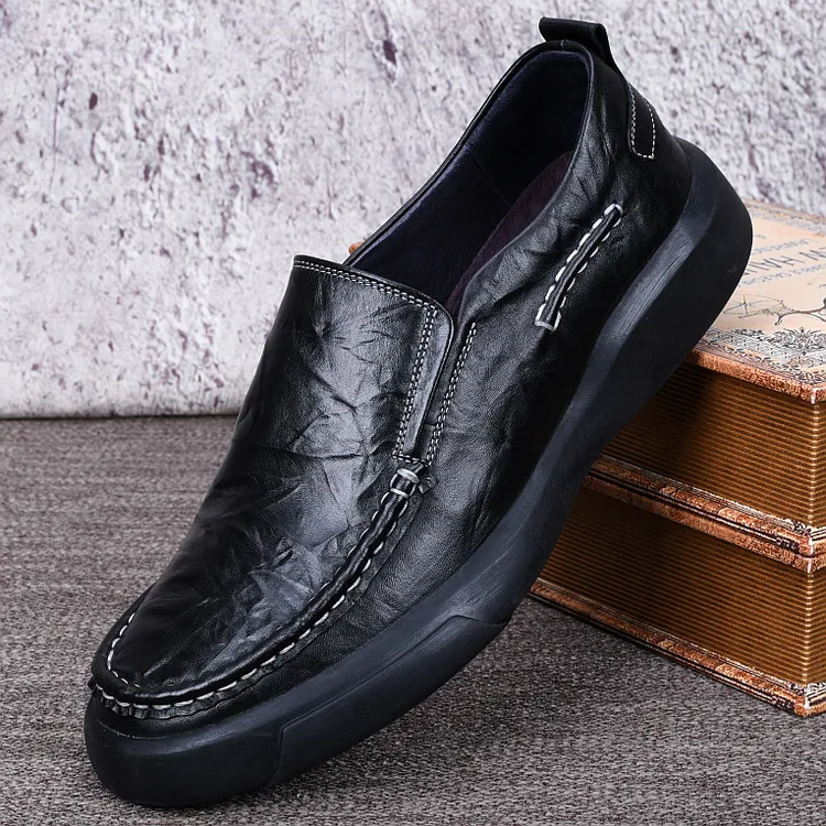 CATIA SELI真皮潮流百搭休闲鞋男士软底软面皮单鞋头层牛皮皮鞋