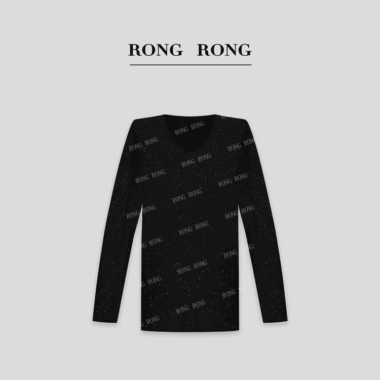 溶溶【魅力星辰】RONGRONG 绵羊毛莱赛尔V领珠片纱上衣C-I2051029