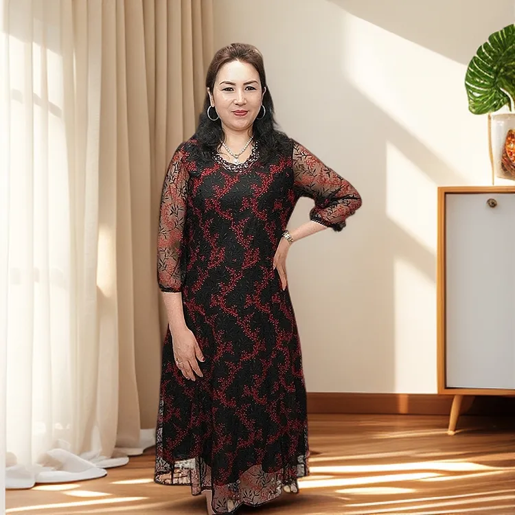 nursima新款夏季连衣裙妈妈装显瘦时尚优雅5555