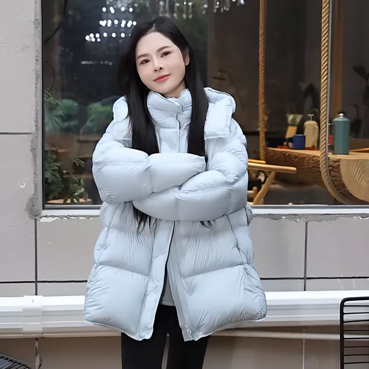 宿慕SUMU韩系羽绒服中长款95白鸭绒外套2025新款羽绒服女装9021