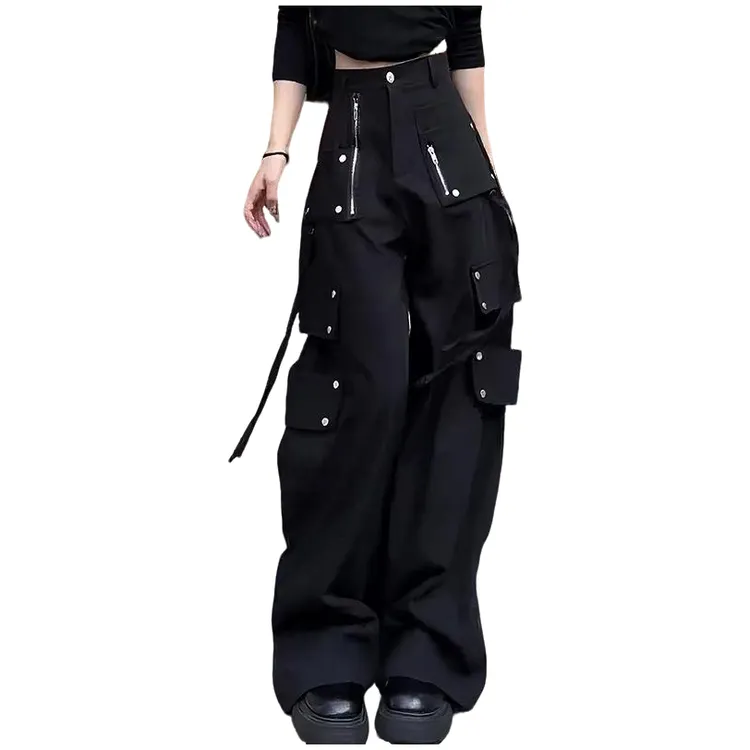 美式潮牌炸街工装裤女四季可穿百搭宽松显瘦多口袋垂感阔腿裤西裤