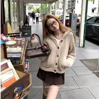 COOLLINE林子熙 洛可可少女 “BC开版”高克重连帽短款毛衣