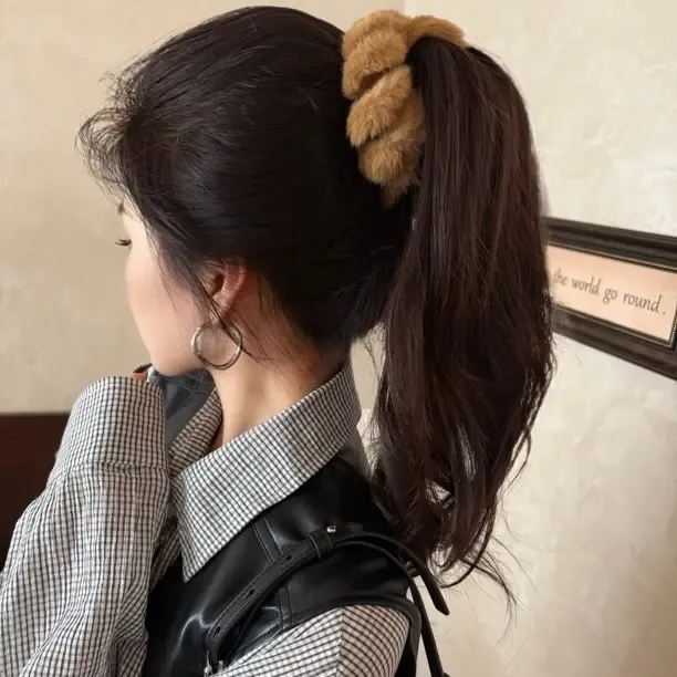 超大一个！毛毛电话线～不伤发高弹力秋冬氛围大号毛绒电话线发圈