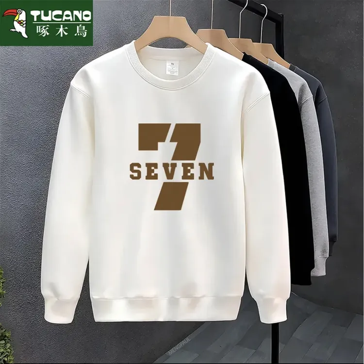 啄木鸟秋冬男士卫衣圆领加绒上衣宽松百搭休闲长袖套头潮流男装