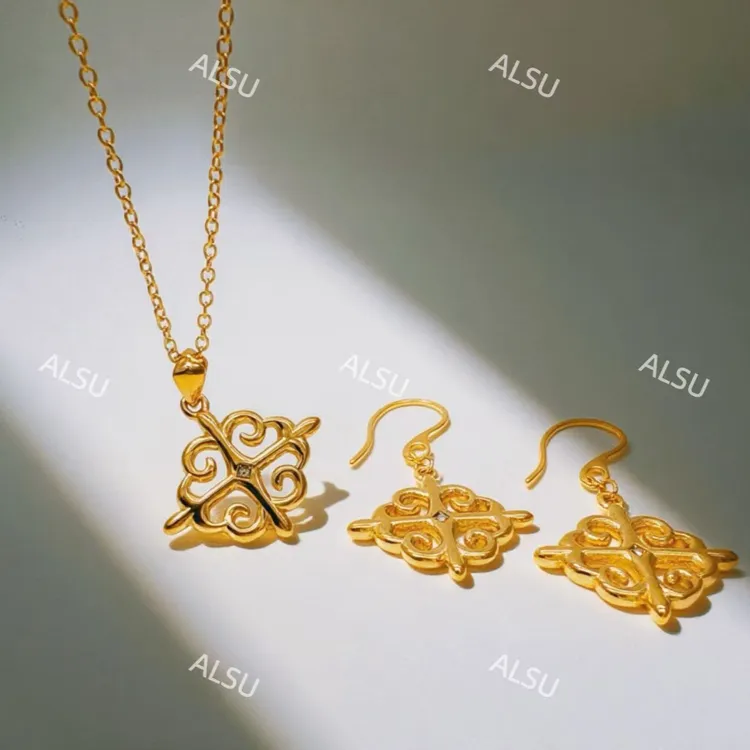 合金项链 ALSU原创经典民族风两件套项链耳环复古时尚气质升级版