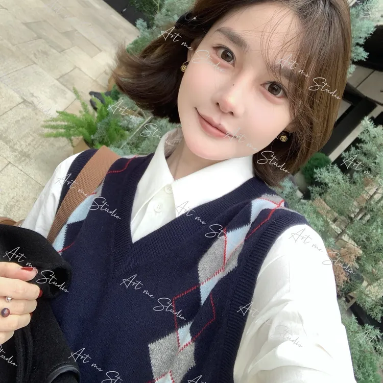 【ART ME】英伦经典复古菱格纹减龄吸睛无袖马甲w24564