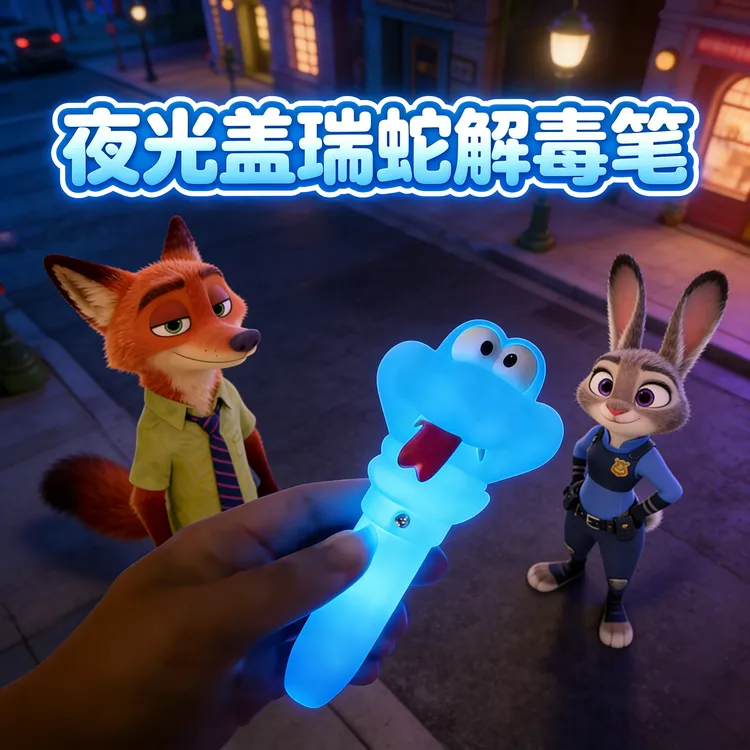 夜光盖瑞蛇解毒笔疯狂动物城2周边一条蛇血清笔圆珠笔手办文具