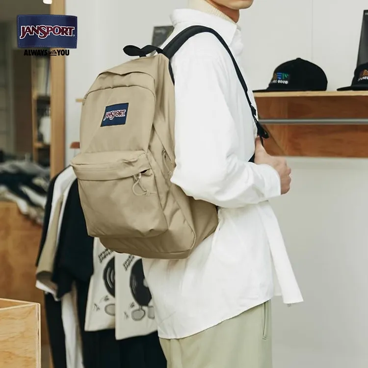 jansport2024年新品奶咖黑巧校园时尚百搭学生书包电脑双肩包韩版