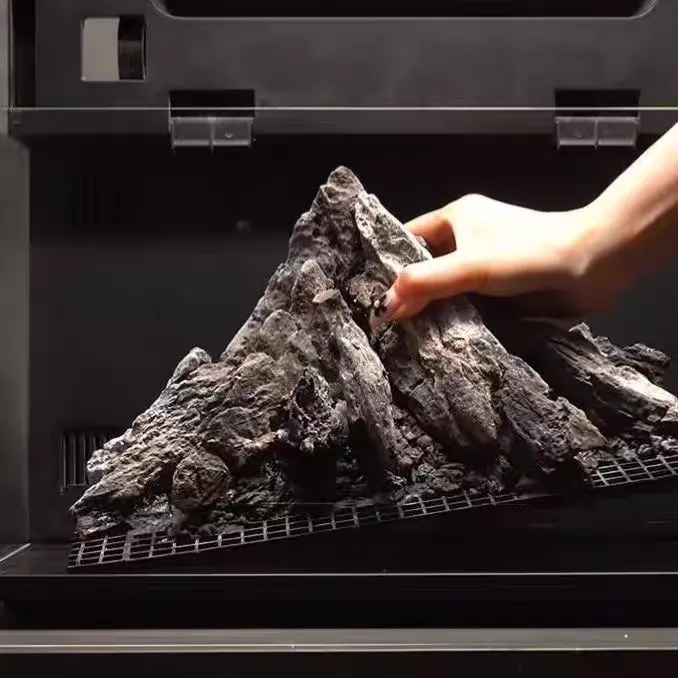 小米鱼缸造景青龙石一体山川系列日照雪山微景观家用鱼缸造景