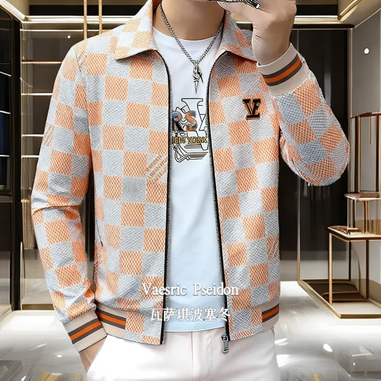 Vaesric Poseidon/瓦萨琪波塞冬男立领修身印花百搭春欧美夹克衫