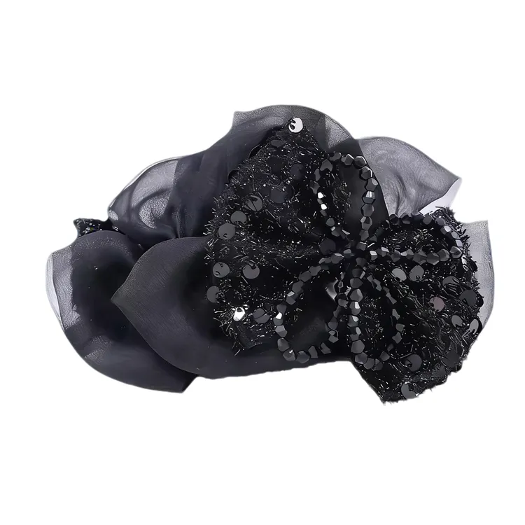 韩版新款路易斯贵气优雅轻纱抓夹戴妃优雅轻奢气质百搭鲨鱼抓夹