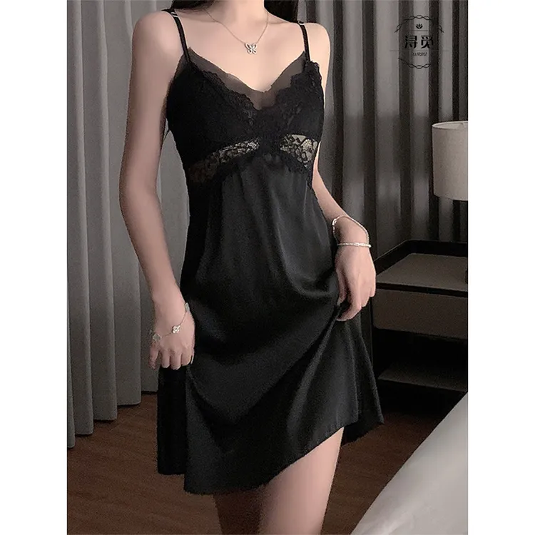 浔觅/Xunmi【指尖芭蕾】春夏睡裙带胸垫蕾丝网纱美背纯欲性感家居服