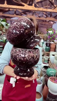 紫砂花盆高20口19