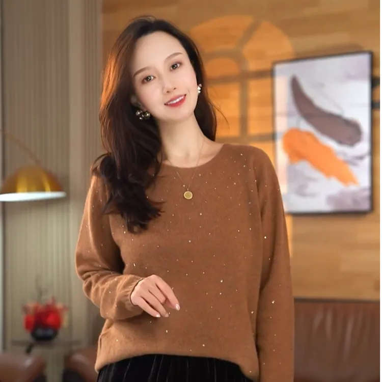 【繁花似锦】“满目繁星”山羊绒慵懒松弛无缝一体针织衫WF038