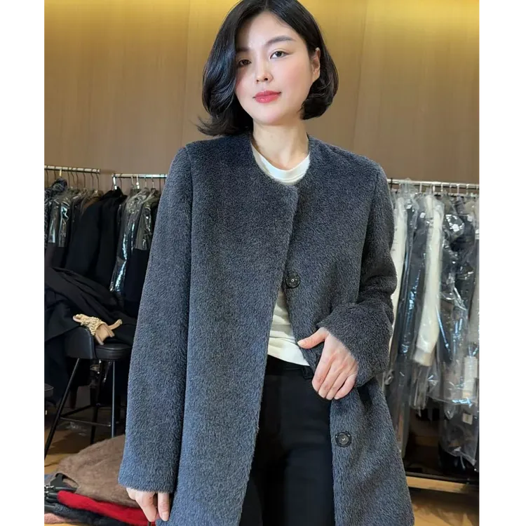TANTAN 气质宽松时尚中长款秋冬毛呢外套3391