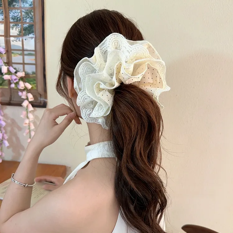 大肠大韩系波点新款头饰女2025超蕾丝花边头花发绳扎头发头绳皮筋