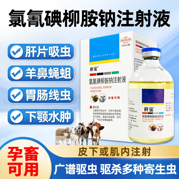 肝宝-氯氰碘柳胺钠注射 驱虫药 液孕畜可用肝片吸虫
