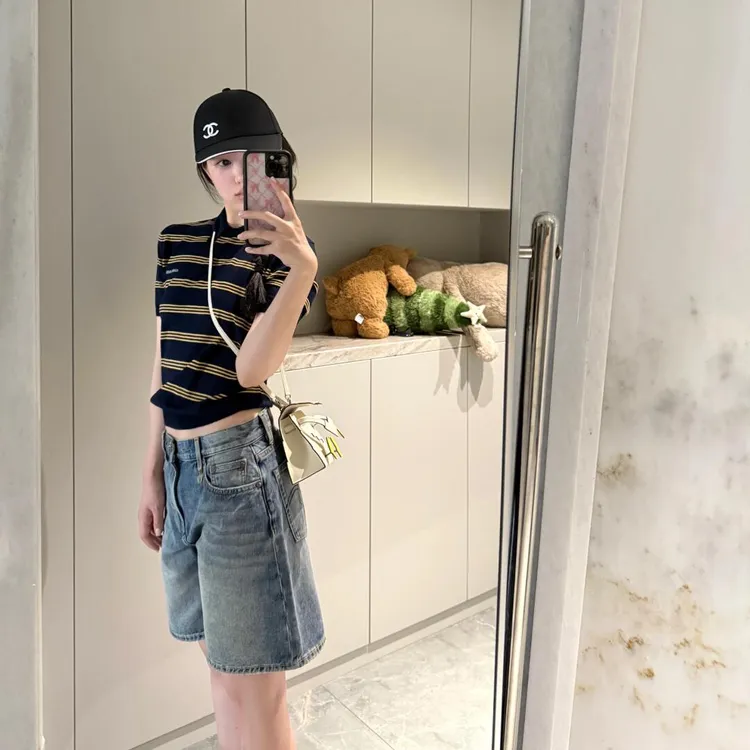 夏季新款网红洋气炸街女装美式时尚洋气条纹T恤上衣显瘦裤子套装