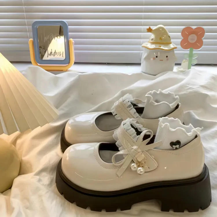 白色厚底松糕小皮鞋女2025夏秋新款复古英伦风甜美配裙玛丽珍单鞋