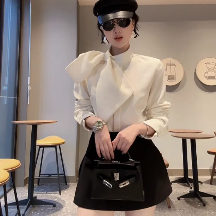 XIAOBAI早春长袖法式气质显瘦轻熟时尚衬衫
