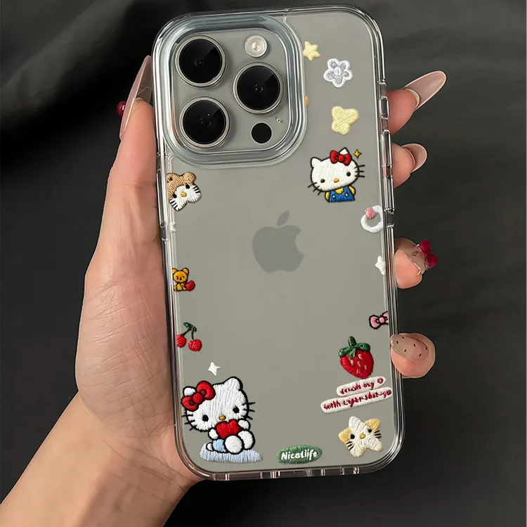 草莓kt猫适用于苹果iPhone17pro/16小米华为透明太空壳15pro防摔x