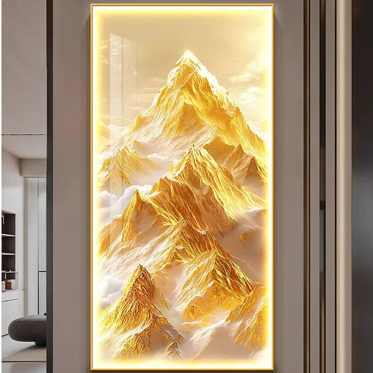日照金山入户玄关装饰画山水画挂画轻奢大气客厅走廊画卧室高级感