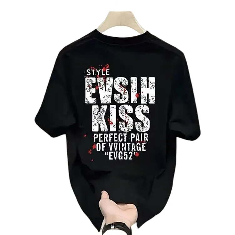 男士夏季日常短袖青年亲子短袖tT恤国潮半袖情侣百搭设计师圆领