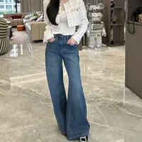 高端时尚质感显瘦高腰直筒微辣牛仔裤 休闲百搭设计师气质高端
