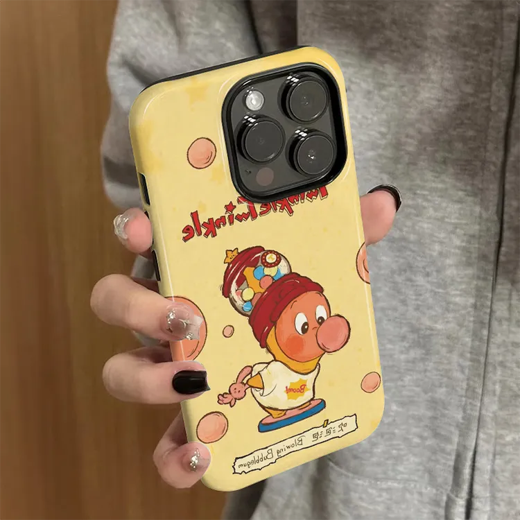 泡泡星星小人适用iphone17手机壳16PRO/14动漫13/12/11菲林二合一