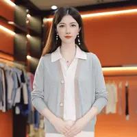 亲肤超柔软-丝光羊毛防潮透气松弛高知淡人开衫2057