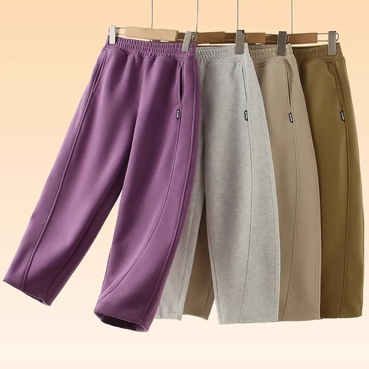 儿童春季新款2025春秋女孩休闲弯刀外裤香蕉裤男女童加厚运动裤子