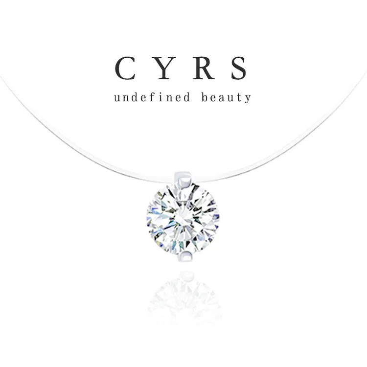 吊坠925银莫桑石 Cyrs |【人鱼泪】爆闪choker鱼线银扣项链轻奢七夕