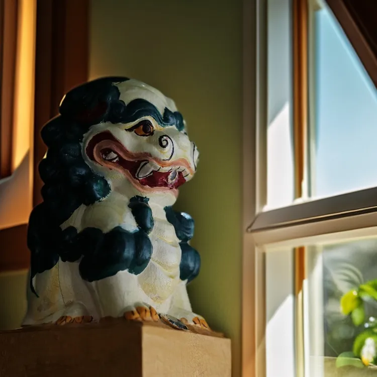 藏式美学狮子雕塑，雕塑+激光画线+镇纸，所有功能于一身