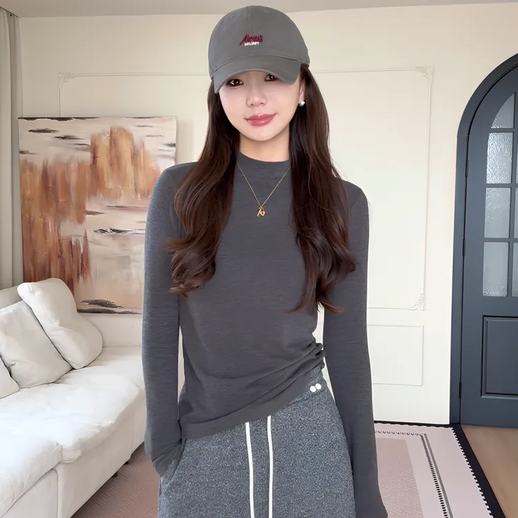 【余欢欢】秋冬时尚保暖修身百搭半高领打底衫-YHW50954