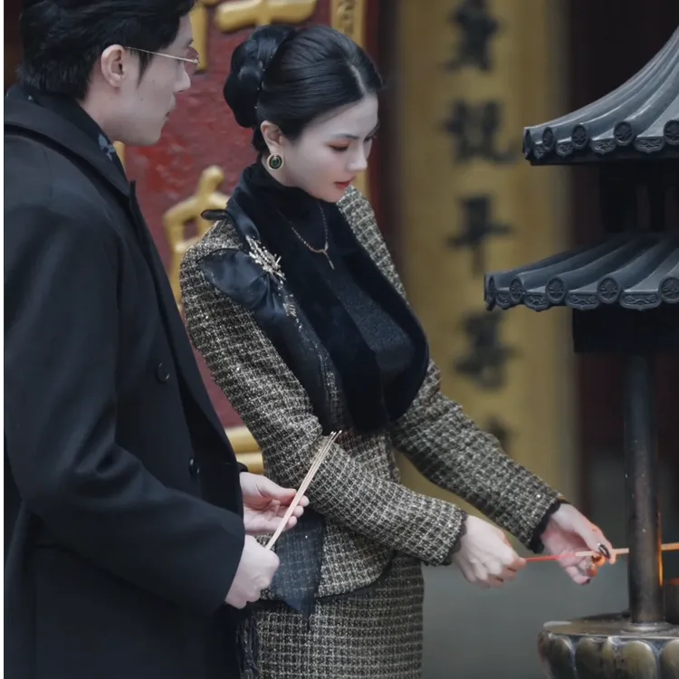 魏元高定/法式复古风气质小香风时尚老钱风套装-1109